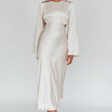 Doting Bell Sleeve Cut-Out Midi Dress Champagne