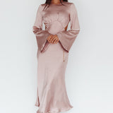 Doting Bell Sleeve Cut-Out Midi Dress Wood Rose
