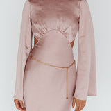 Doting Bell Sleeve Cut-Out Midi Dress Wood Rose