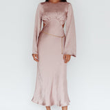 Doting Bell Sleeve Cut-Out Midi Dress Wood Rose