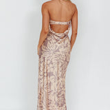 Kona Cowl Back Midi Dress Floral Beige