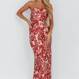 Kona Cowl Back Midi Dress Floral Flame