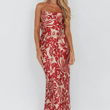 Kona Cowl Back Midi Dress Floral Flame