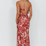 Kona Cowl Back Midi Dress Floral Flame