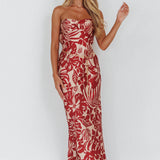 Kona Cowl Back Midi Dress Floral Flame