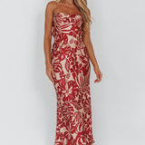 Kona Cowl Back Midi Dress Floral Flame