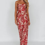Kona Cowl Back Midi Dress Floral Flame