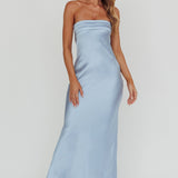 Kona Strapless Open Back Maxi Dress Blue