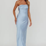 Kona Strapless Open Back Maxi Dress Blue