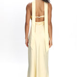 Kona Strapless Pleated Bust Satin Maxi Dress Butter