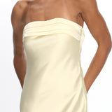 Kona Strapless Pleated Bust Satin Maxi Dress Butter