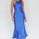 Midsomer Dawn Criss-Cross Back Maxi Dress Blue