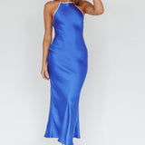 Midsomer Dawn Criss-Cross Back Maxi Dress Blue