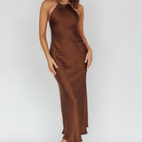 Midsomer Dawn Criss-Cross Back Maxi Dress Chocolate