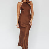 Midsomer Dawn Criss-Cross Back Maxi Dress Chocolate