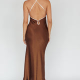 Midsomer Dawn Criss-Cross Back Maxi Dress Chocolate