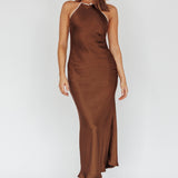 Midsomer Dawn Criss-Cross Back Maxi Dress Chocolate