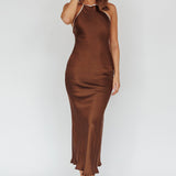 Midsomer Dawn Criss-Cross Back Maxi Dress Chocolate