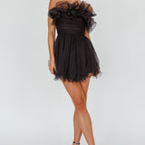 My Beloved Organza Frill Mini Dress Black
