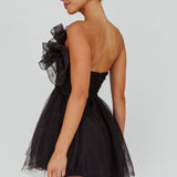 My Beloved Organza Frill Mini Dress Black