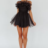 My Beloved Organza Frill Mini Dress Black