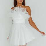 My Beloved Organza Frill Mini Dress White