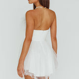 My Beloved Organza Frill Mini Dress White