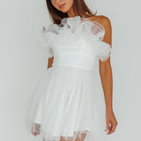 My Beloved Organza Frill Mini Dress White