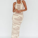 Desert Daze Halterneck Knit Dress Beige