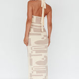 Desert Daze Halterneck Knit Dress Beige
