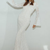 Kasia Long Sleeve Crochet Maxi Dress White