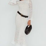 Kasia Long Sleeve Crochet Maxi Dress White