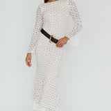 Kasia Long Sleeve Crochet Maxi Dress White