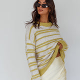 Jona Relaxed Knit Sweater Striped Beige