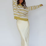 Jona Relaxed Knit Sweater Striped Beige