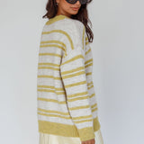 Jona Relaxed Knit Sweater Striped Beige