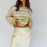 Jona Relaxed Knit Sweater Striped Beige