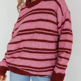 Jona Relaxed Knit Sweater Striped Pink