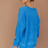 Kayce Dropped Shoulder Knit Sweater Cerulean