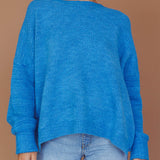 Kayce Dropped Shoulder Knit Sweater Cerulean