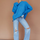 Kayce Dropped Shoulder Knit Sweater Cerulean