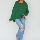 Kayce Dropped Shoulder Knit Sweater Green