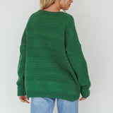 Kayce Dropped Shoulder Knit Sweater Green