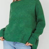 Kayce Dropped Shoulder Knit Sweater Green
