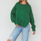 Kayce Dropped Shoulder Knit Sweater Green