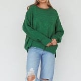 Kayce Dropped Shoulder Knit Sweater Green
