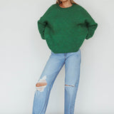 Kayce Dropped Shoulder Knit Sweater Green