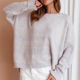 Kayce Dropped Shoulder Knit Sweater Grey