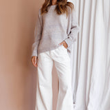 Kayce Dropped Shoulder Knit Sweater Grey
