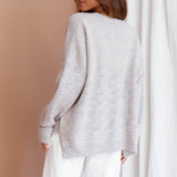 Kayce Dropped Shoulder Knit Sweater Grey